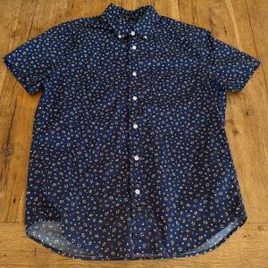 J.Crew Mens Classic Flex Short-Sleeve Washed Floral Shirt Medium